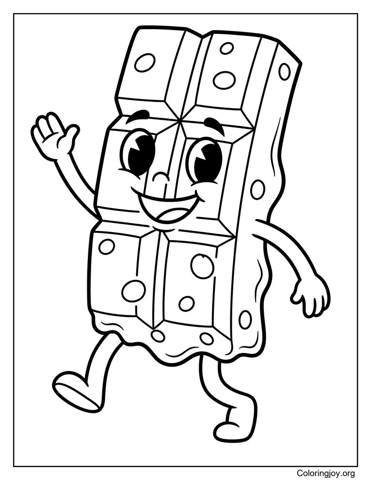 Cute Chocolate Character Coloring Page