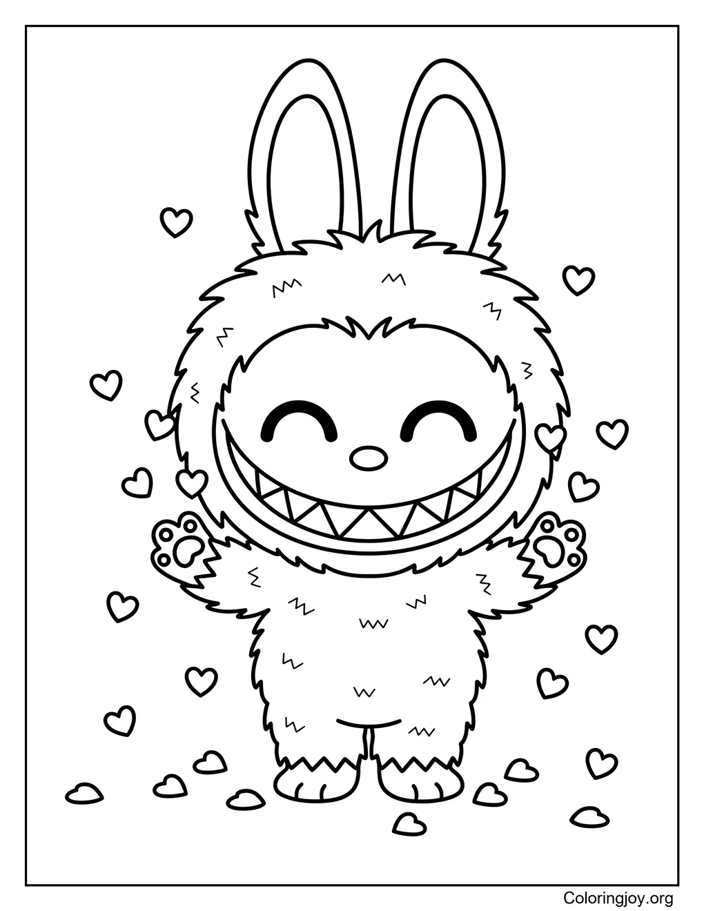 Cute Labubu with Heart Confetti