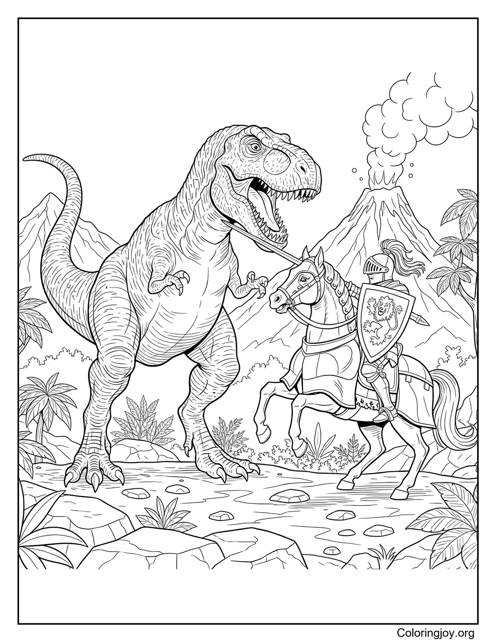 Dinosaurier und ein Ritterkampf