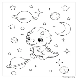 dinosaur in space coloring sheet