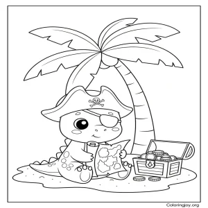dinosaur pirate coloring printable