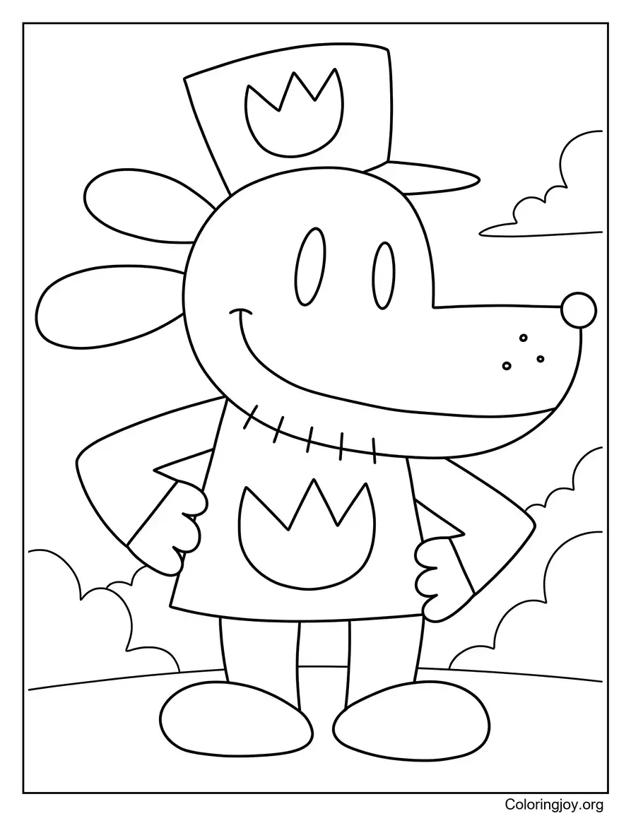 Simple and Easy Dog Man Coloring Design