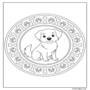 Dog Mandala with Paws and Bones
