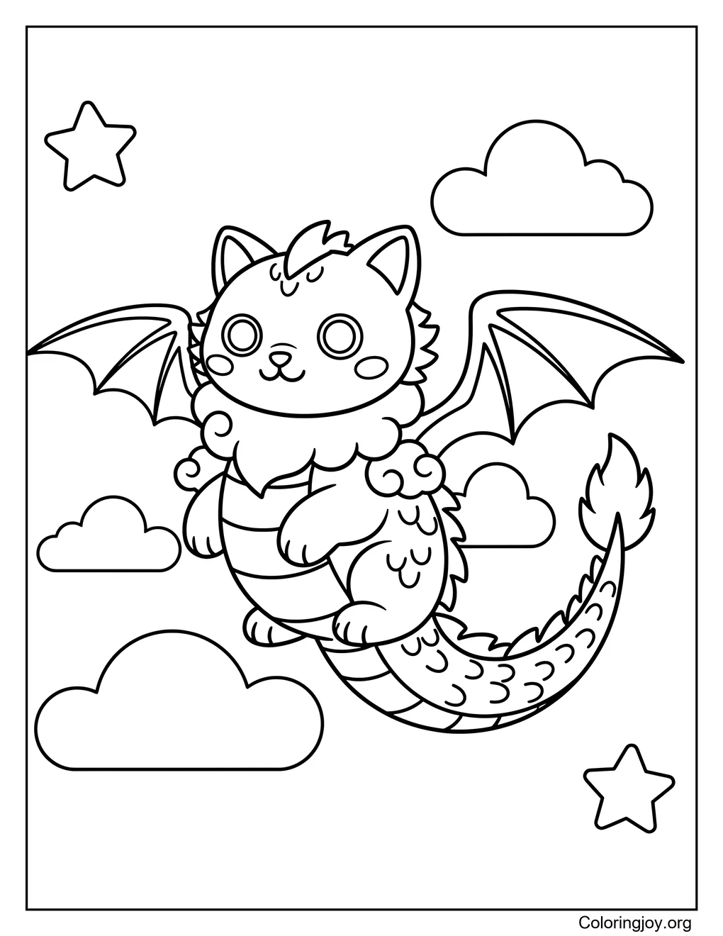 Dragon Cat Line Art