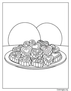 Elegant Chocolate Hearts Coloring Page