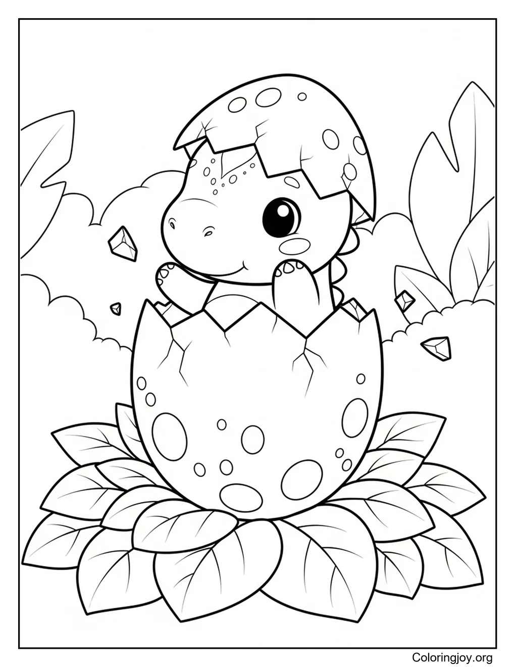 bebé dinosaurio saliendo del huevo