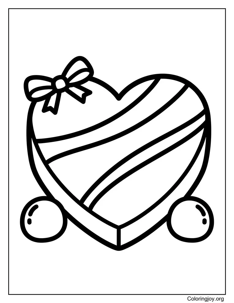 Página para colorear de caramelo de chocolate con forma de corazón