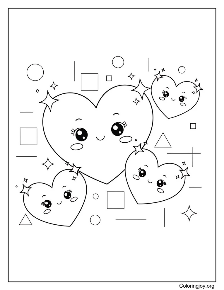 Caras de corazones kawaii