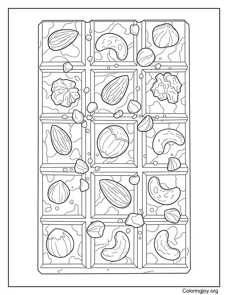 Página para colorear de chocolate y nueces