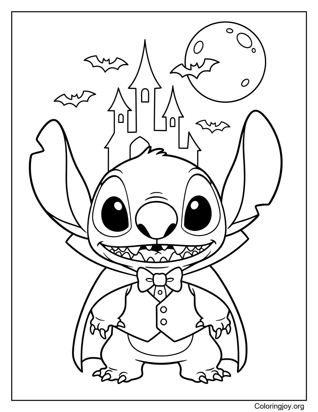 Delineado para colorear Stitch vampiro