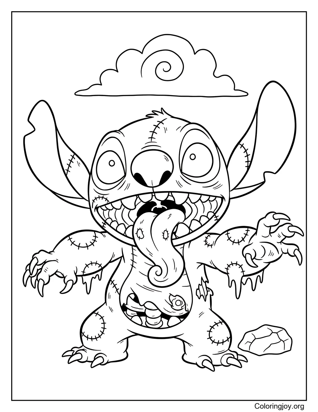 Contorno para colorear Stitch zombie