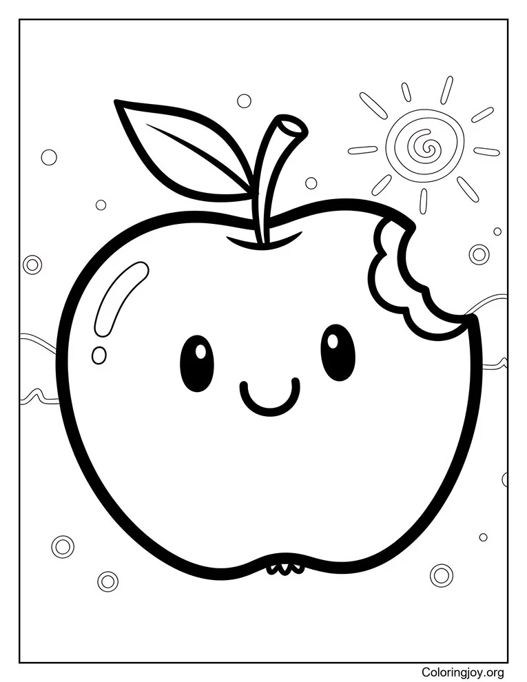 Dibujo para colorear esquema para colorear manzana mordida