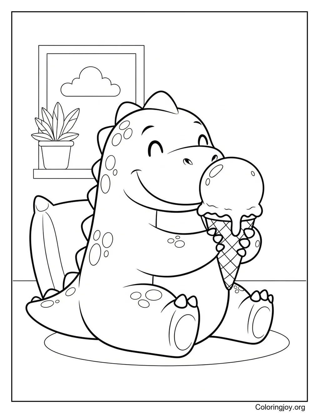 dinosaurio comiendo helado