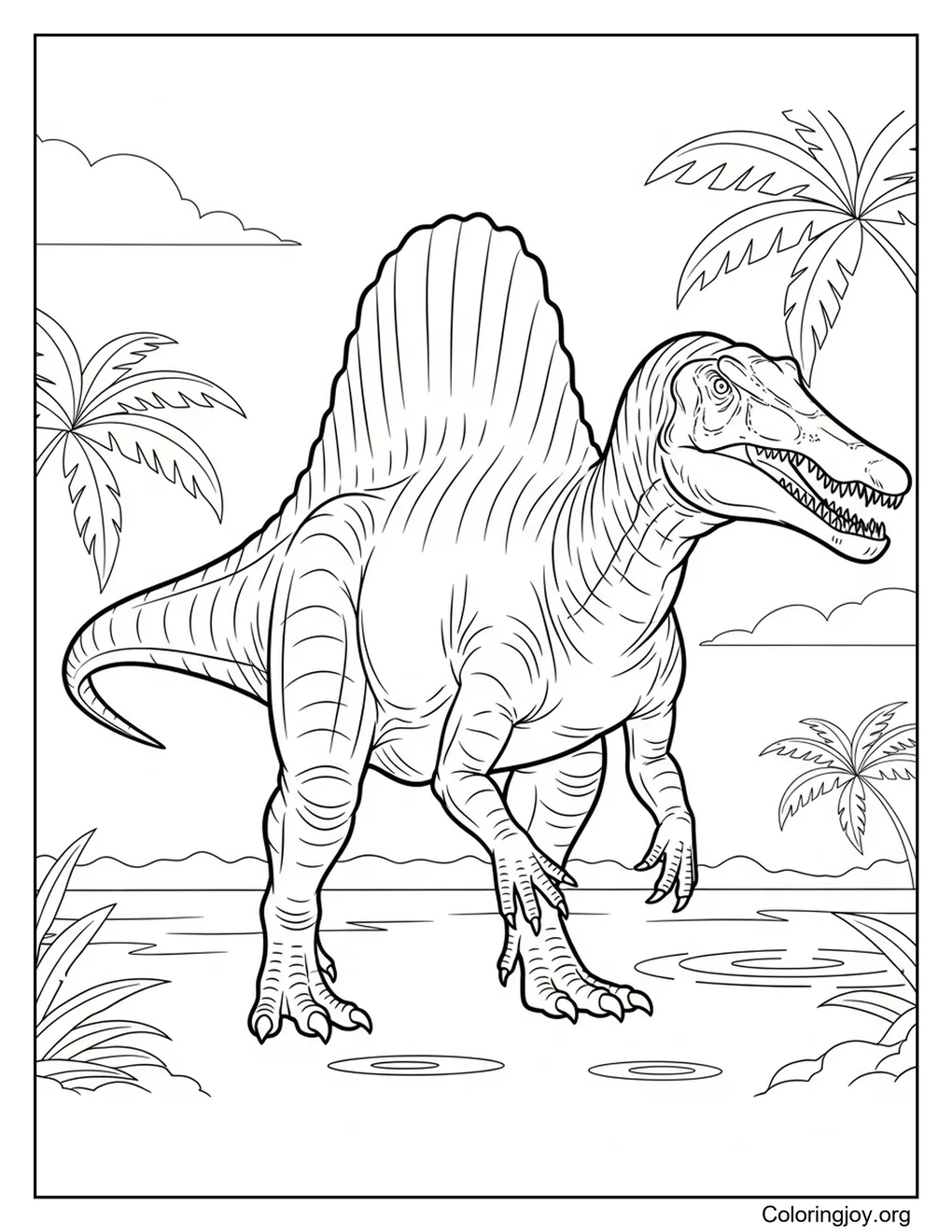 hoja para colorear de dinosaurio espinosaurio