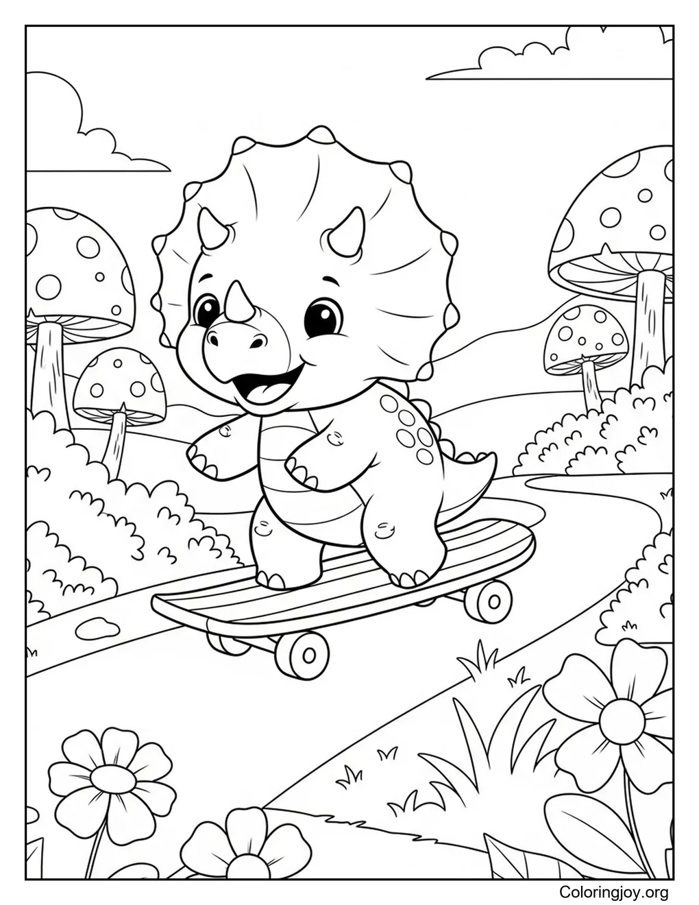 dinosaurio montando patineta