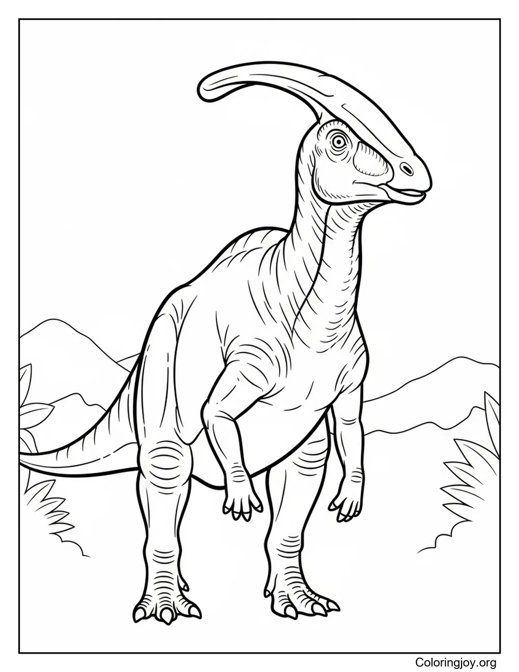 Parasaurolophus dinosaurio para colorear imprimible