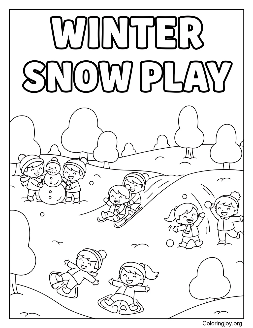 Escenas de juegos de nieve en invierno