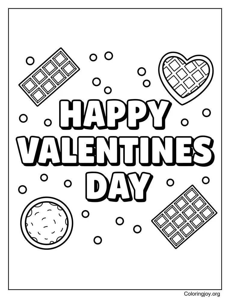 Dibujo para colorear con temática de chocolates de feliz día de San Valentín