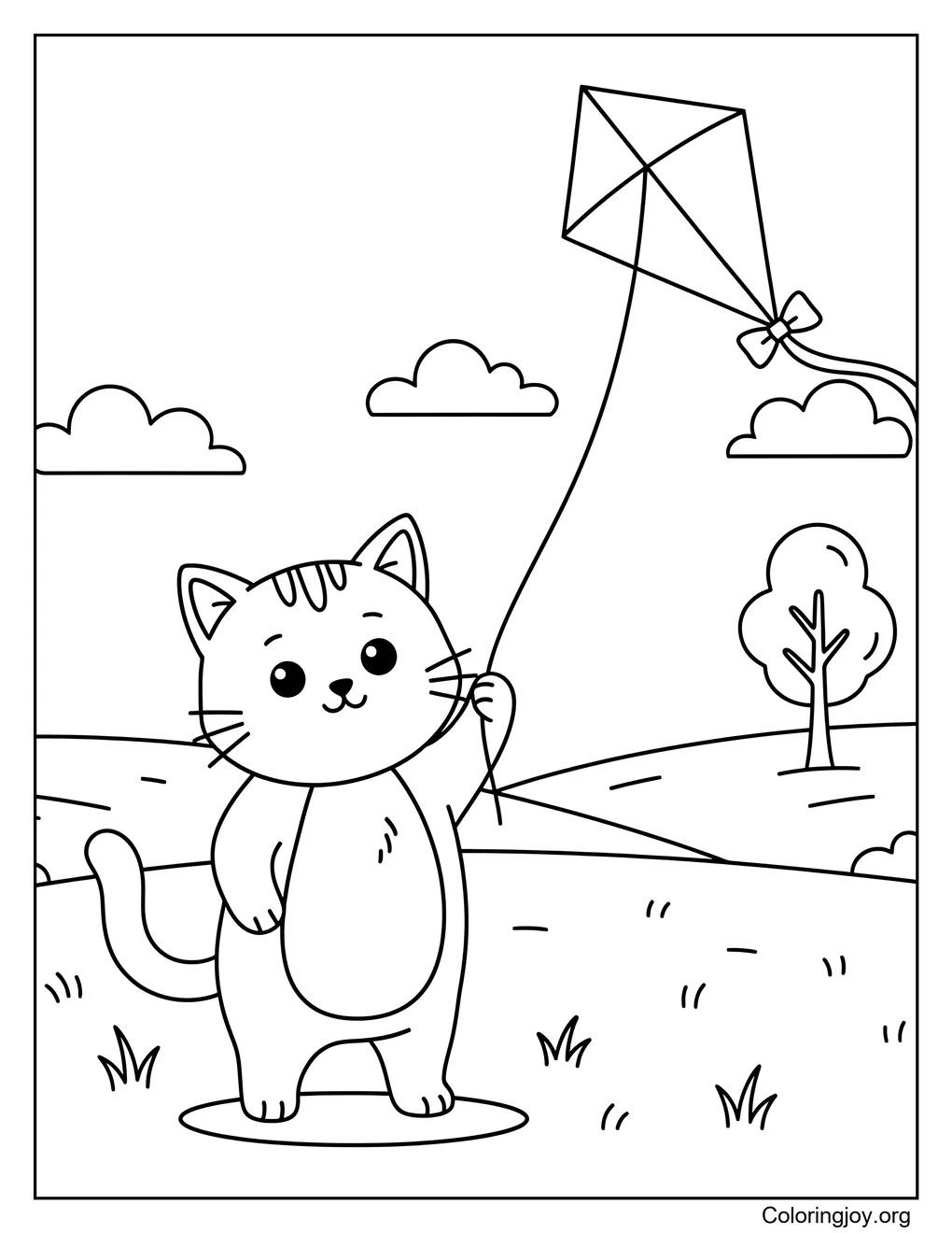 Gato volando una cometa