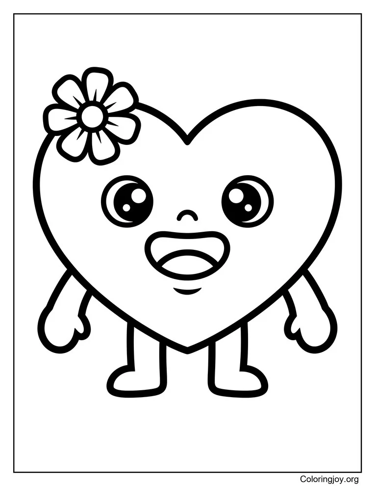Página para colorear de lindo corazón sonriente