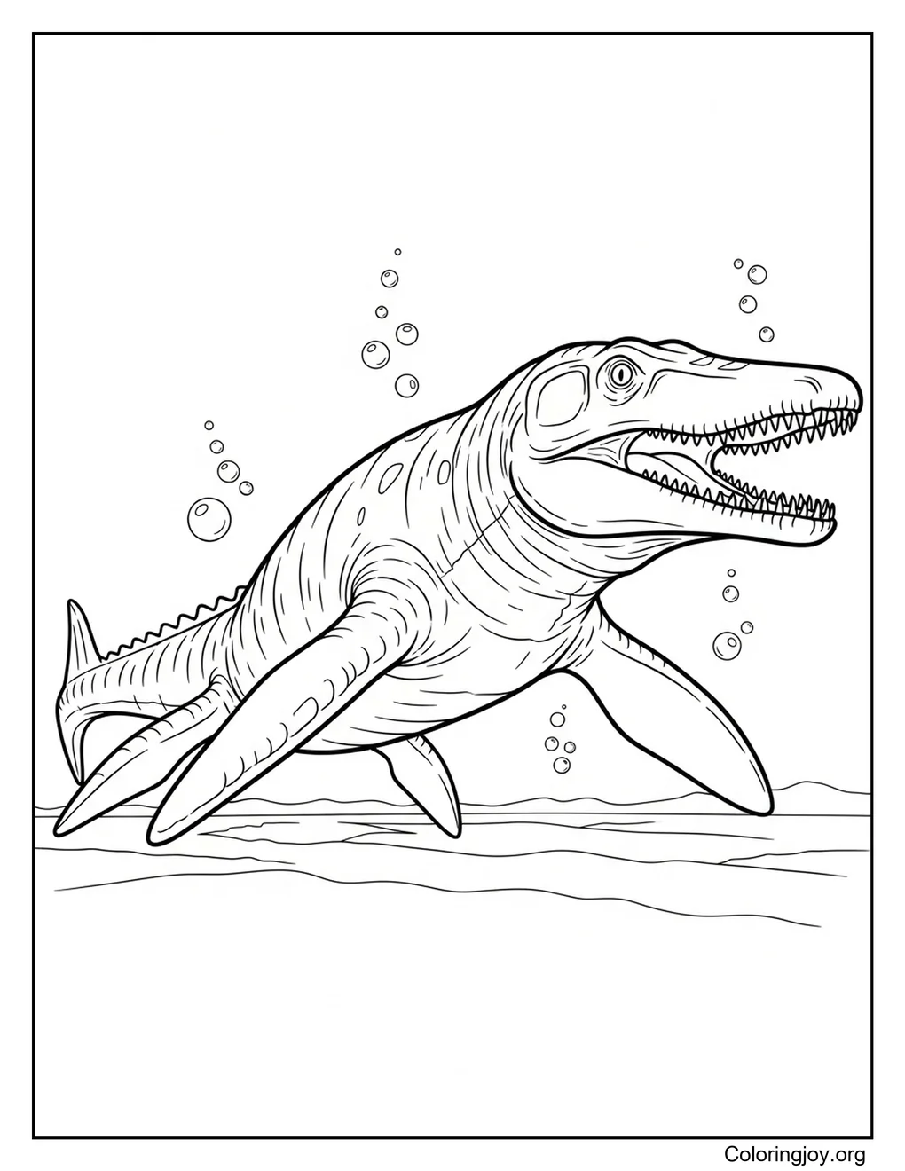 hoja para colorear de dinosaurio oceánico mosasaurus
