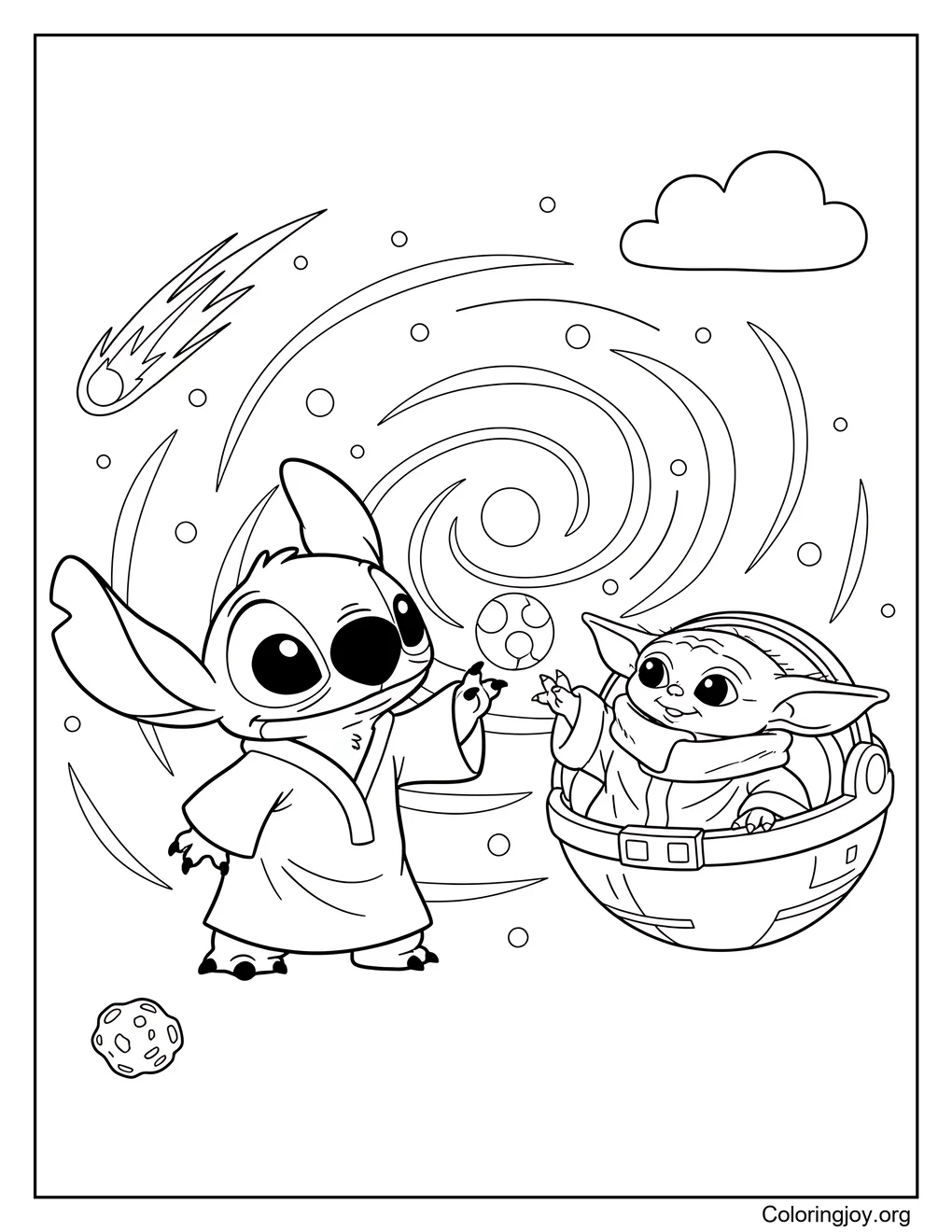 de baby yoda y Stitch