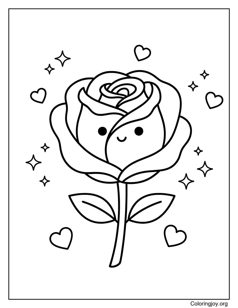 Página para colorear de San Valentín rosa