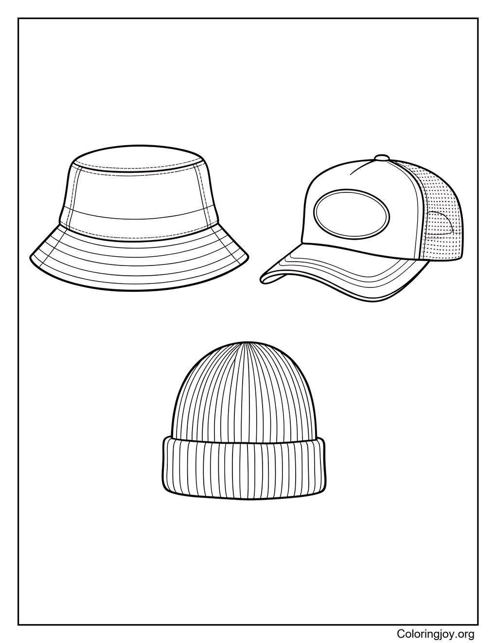 Dibujo para colorear de sombreros de los años 2000