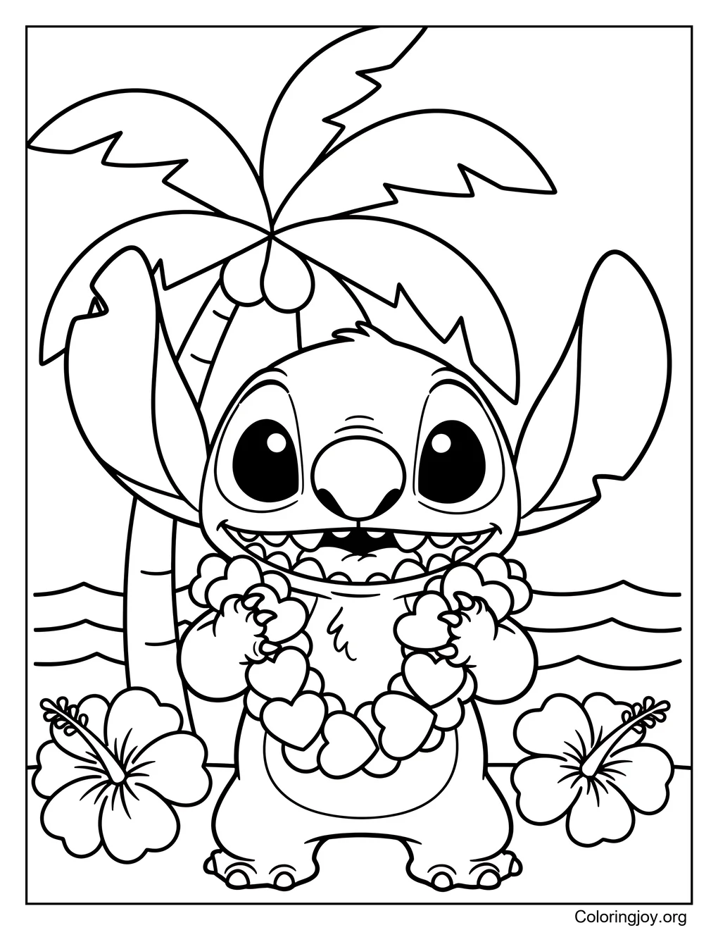 Stitch Sosteniendo un corazón Lei
