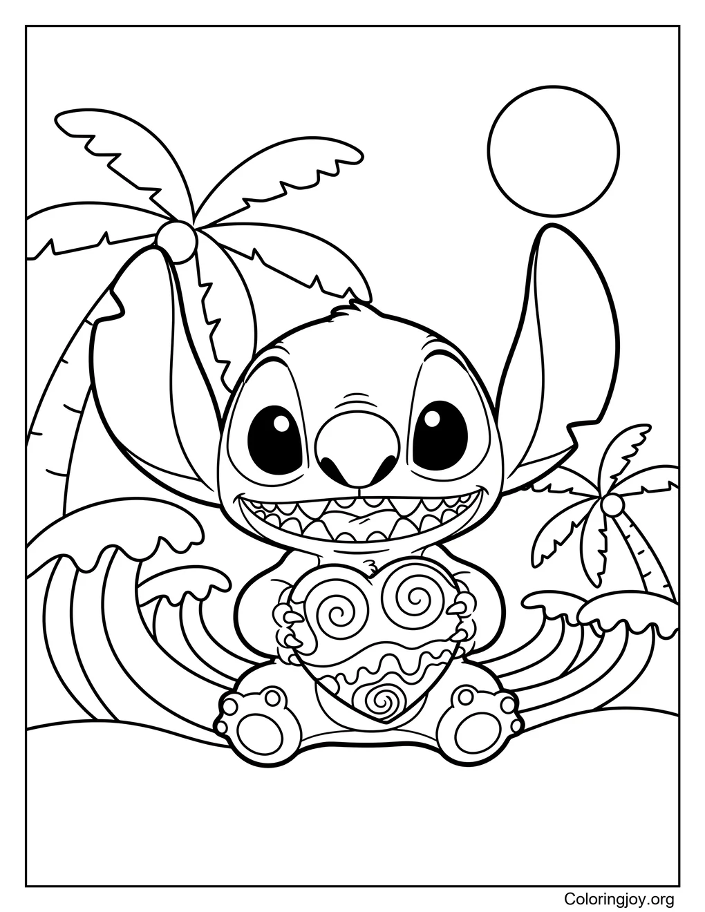 Stitch Sosteniendo un caparazón de corazón
