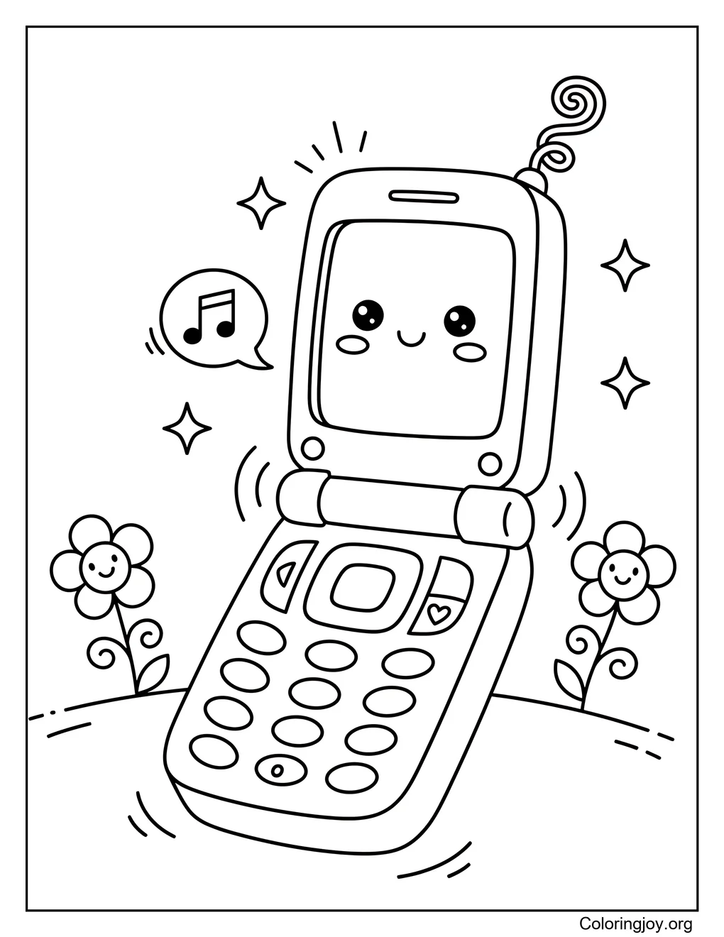 Página para colorear Flip Phone Años 2000