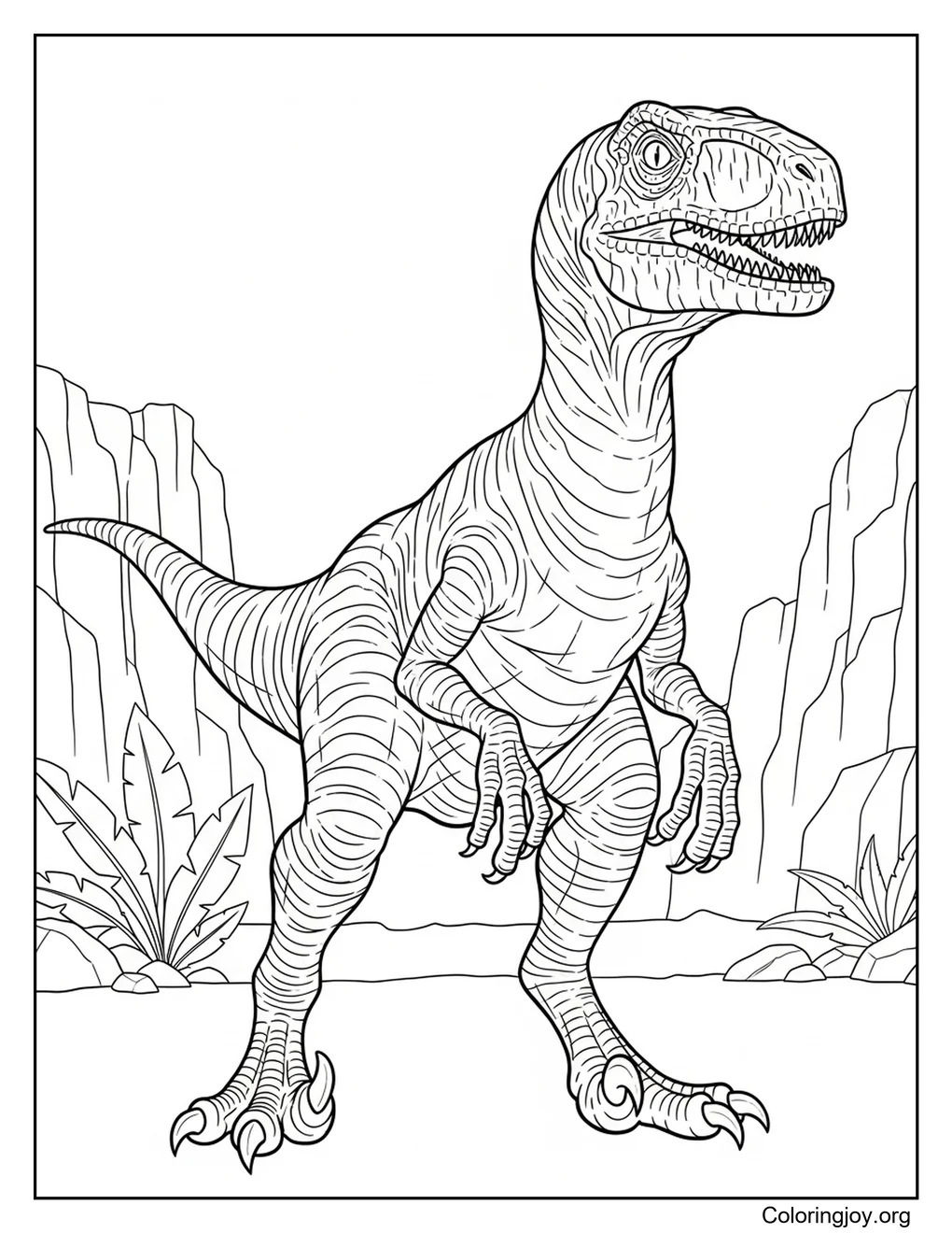 velociraptor para colorear imprimible
