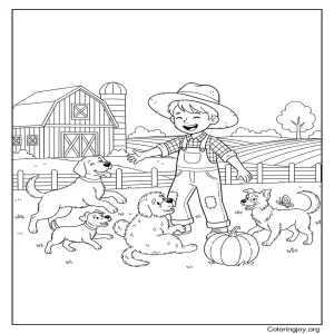 Farmer Boy and Dogs