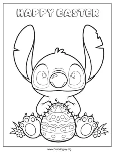 stitch holding egg Easter (Happy easter)