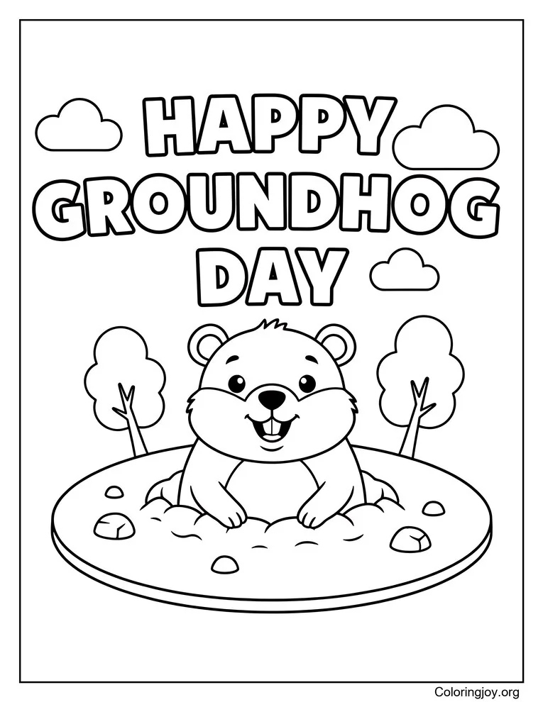 Happy Groundhog Day Coloring page