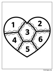 Heart By Number Coloring Page