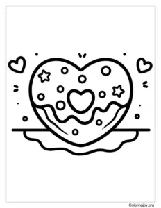 Heart Donut Coloring Page