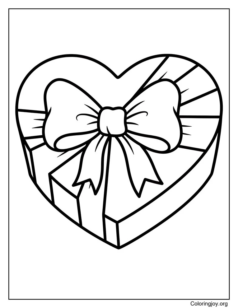 Heart Gift Box Coloring Page