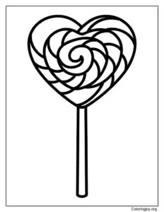 Heart Lollipop Coloring Page