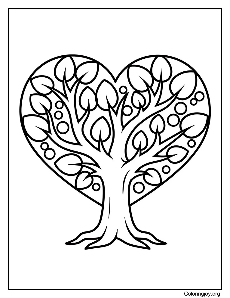 Heart Tree Coloring Page