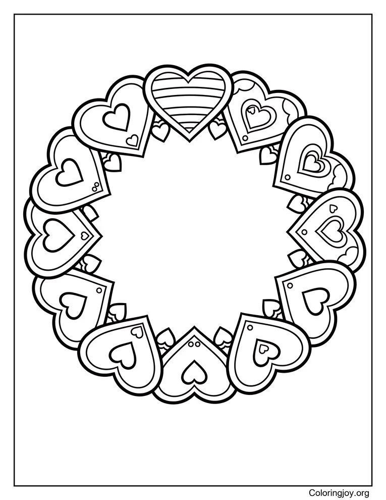 Heart Wreath Coloring Page