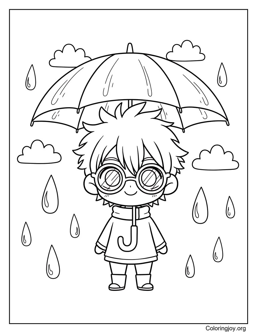 Meet a cute chibi Gojo enjoying a rainy day.