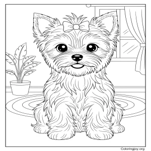 Kawaii Yorkie coloring sheet