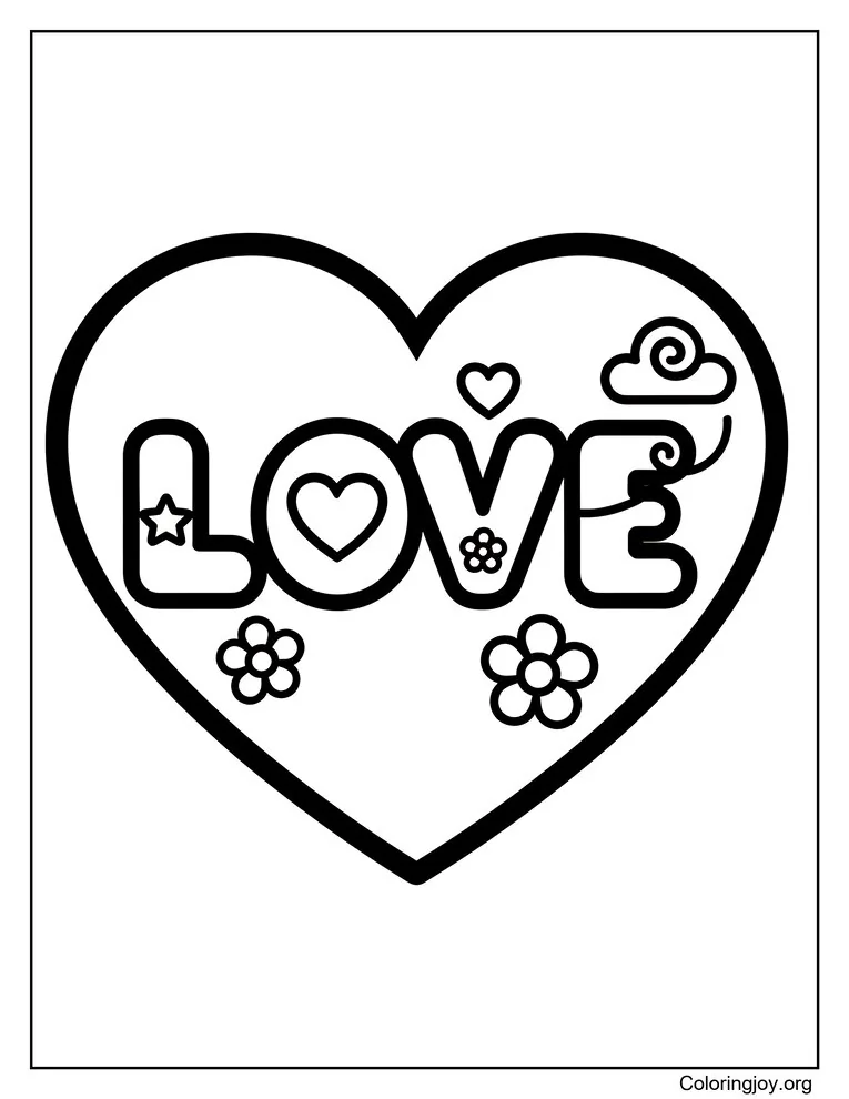 LOVE Heart Coloring Page