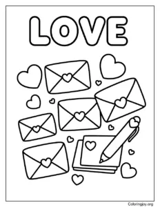 Love Letter Cards Coloring sheet