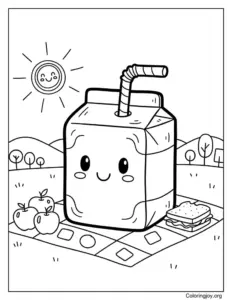 Outline to color Apple juice box coloring page