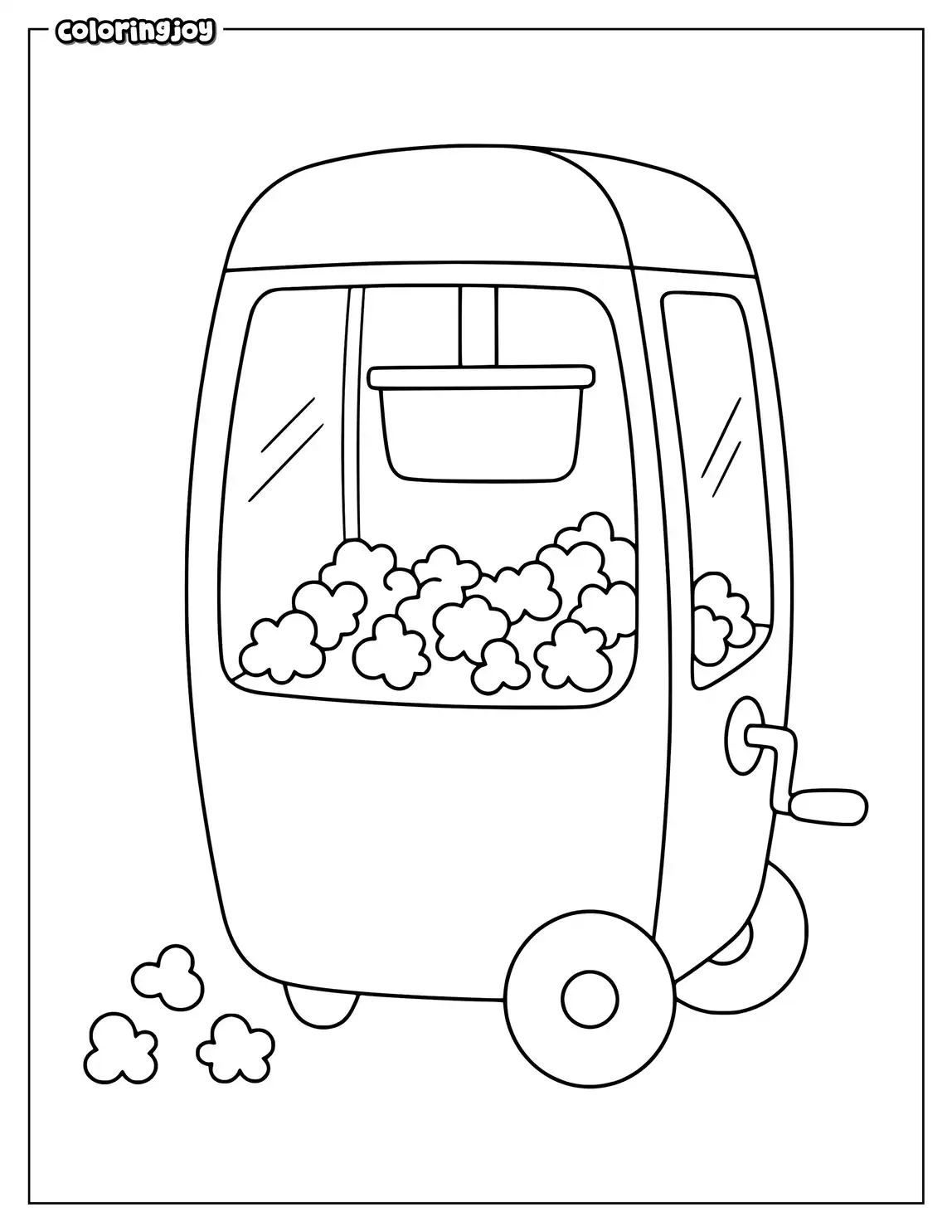 A classic popcorn machine makes a fun coloring activity.