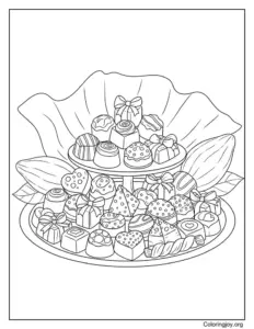 Premium Assorted Chocolates Coloring Page