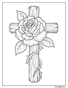 Rose Cross Coloring Page