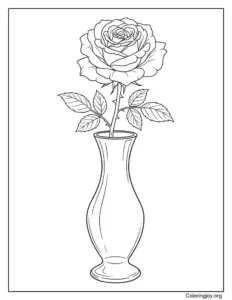 Rose in Vase Coloring Page